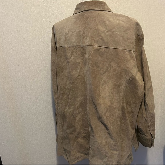 Vintage tan genuine suede shirt jacket shacket size 2X  Great Nothwest fair cond - Picture 3 of 12